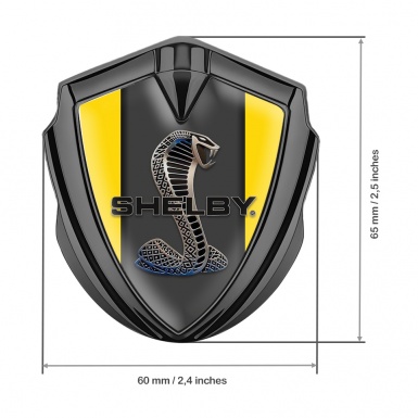 Ford Shelby 3D Car Metal Domed Emblem Graphite Yellow Base Pillar Motif