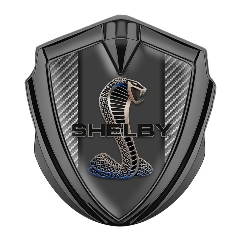 Ford Shelby Bodyside Domed Emblem Graphite Light Carbon Base Cobra Logo