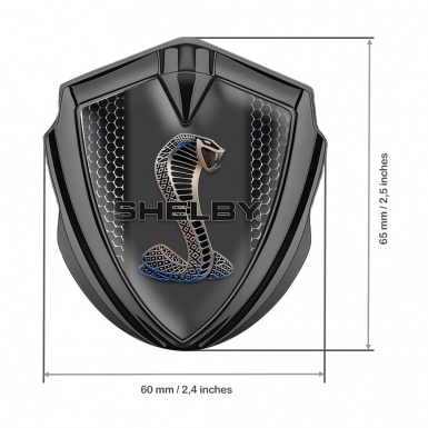 Ford Shelby Fender Emblem Badge Graphite Hex Grid Cobra Logo Motif