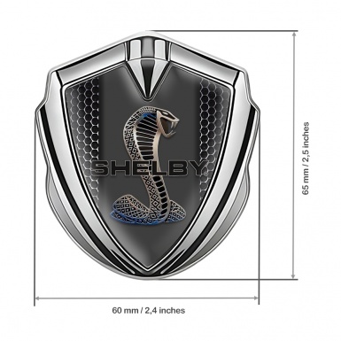 Ford Shelby Fender Emblem Badge Silver Hex Grid Cobra Logo Motif