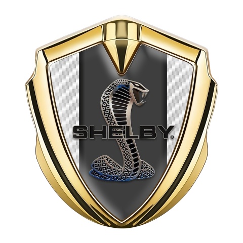 Ford Shelby Tuning Emblem Self Adhesive Gold White Carbon Cobra Power