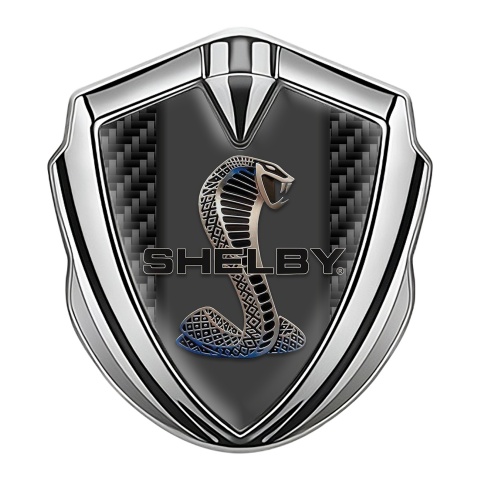 Ford Shelby Fender Emblem Badge Silver Black Carbon Cobra Power