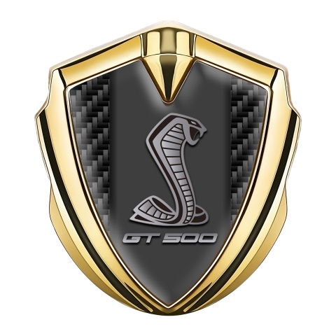 Ford Shelby Fender Metal Domed Emblem Gold Black Carbon GT 500 Logo