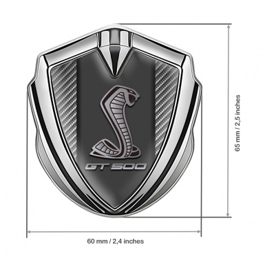 Ford Shelby Metal Emblem Self Adhesive Silver Light Carbon GT 500 Motif