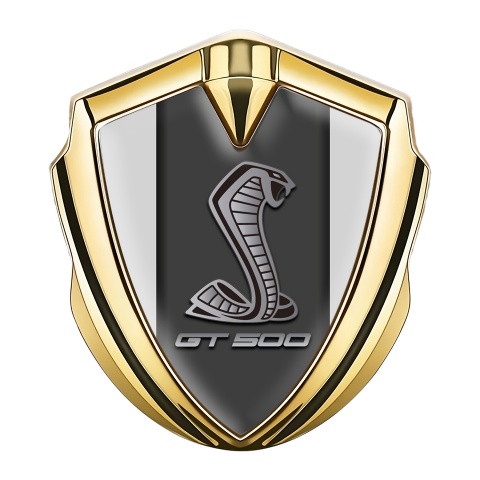 Ford Shelby 3D Car Metal Domed Emblem Gold Grey Pilon  GT 500 Motif