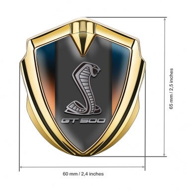 Ford Shelby Bodyside Domed Emblem Gold Color Background GT 500 Motif