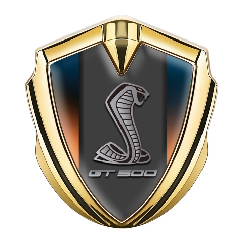 Ford Shelby Bodyside Domed Emblem Gold Color Background GT 500 Motif