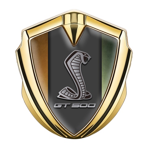Ford Shelby Fender Emblem Badge Gold Rusty Background GT 500 Logo