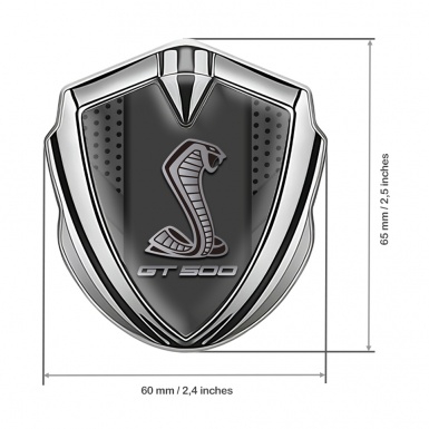 Ford Shelby Fender Metal Domed Emblem Silver Dark Mesh GT 500 Motif