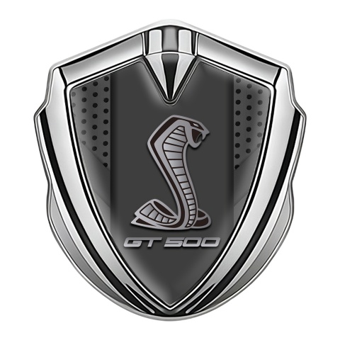 Ford Shelby Fender Metal Domed Emblem Silver Dark Mesh GT 500 Motif