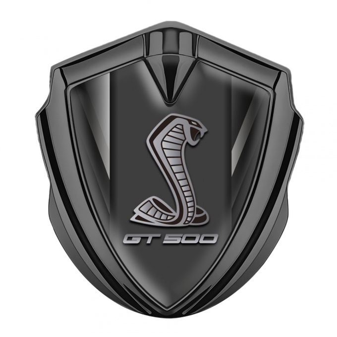 Ford Shelby 3D Car Metal Domed Emblem Graphite Striped Base GT 500 Logo