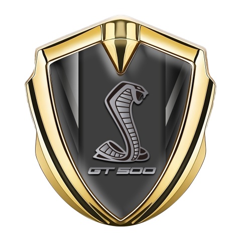 Ford Shelby 3D Car Metal Domed Emblem Gold Striped Base GT 500 Logo