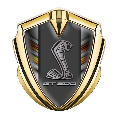 Ford Shelby Bodyside Domed Emblem Gold Colorful Lines  GT 500 Logo