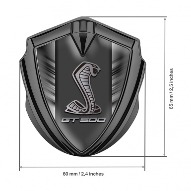 Ford Shelby Fender Emblem Badge Graphite Greyscale Stripes GT 500 Logo
