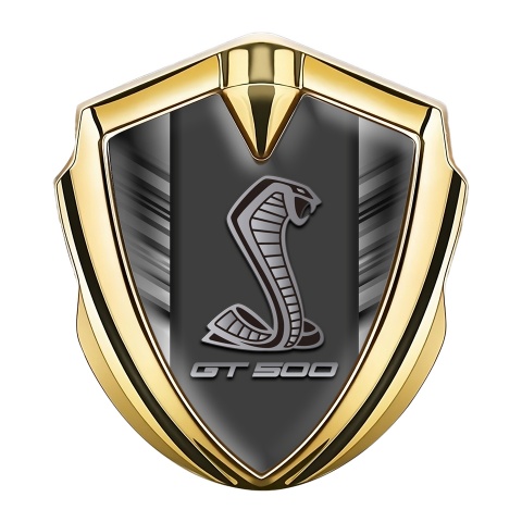 Ford Shelby Fender Emblem Badge Gold Greyscale Stripes GT 500 Logo