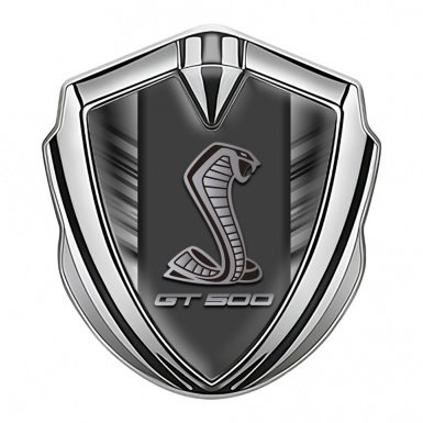 Ford Shelby Fender Emblem Badge Silver Greyscale Stripes GT 500 Logo