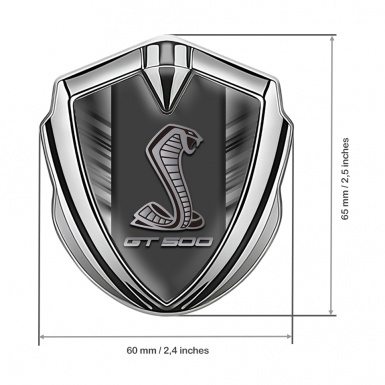 Ford Shelby Fender Emblem Badge Silver Greyscale Stripes GT 500 Logo