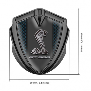 Ford Shelby 3D Car Metal Domed Badge Graphite Blue Grate GT 500 Motif