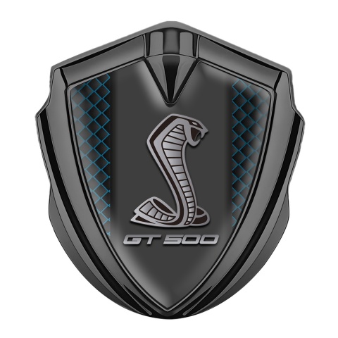 Ford Shelby 3D Car Metal Domed Badge Graphite Blue Grate GT 500 Motif