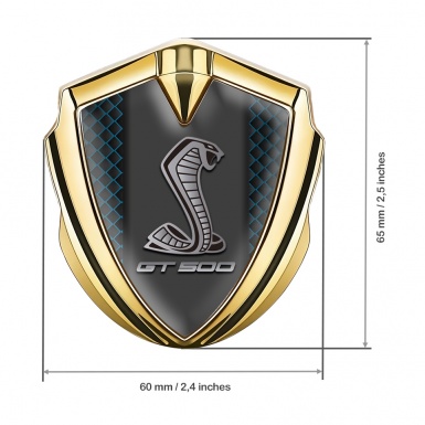 Ford Shelby 3D Car Metal Domed Badge Gold Blue Grate GT 500 Motif