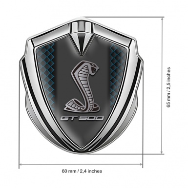 Ford Shelby 3D Car Metal Domed Badge Silver Blue Grate GT 500 Motif