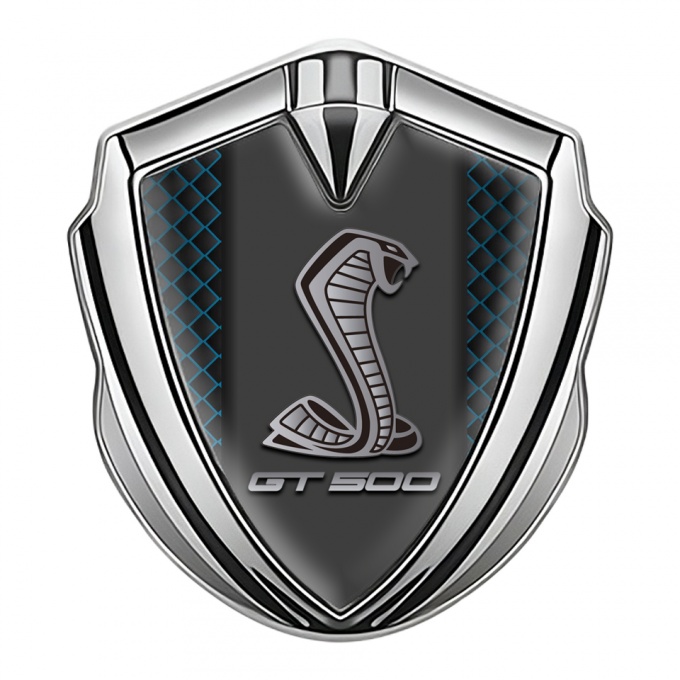 Ford Shelby 3D Car Metal Domed Badge Silver Blue Grate GT 500 Motif