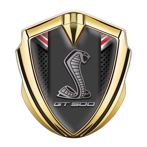 Ford Shelby Metal Emblem Self Adhesive Gold Color Ribbons GT500 Logo