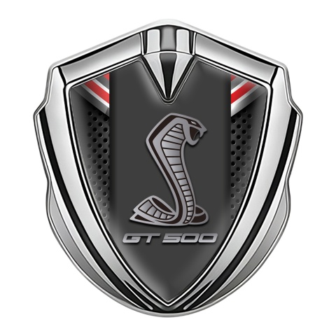 Ford Shelby Metal Emblem Self Adhesive Silver Color Ribbons GT500 Logo