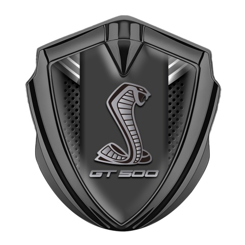 Ford Shelby 3D Car Metal Domed Emblem Graphite Grey Ribbons GT500