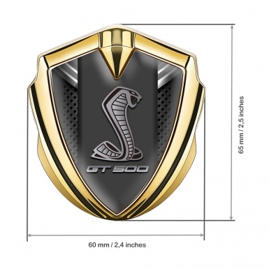Ford Shelby 3D Car Metal Domed Emblem Gold Grey Ribbons GT500