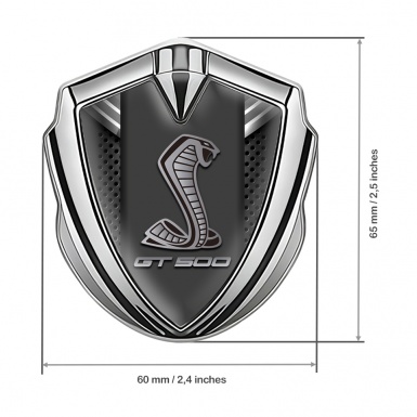 Ford Shelby 3D Car Metal Domed Emblem Silver Grey Ribbons GT500