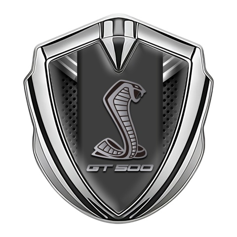 Ford Shelby 3D Car Metal Domed Emblem Silver Grey Ribbons GT500