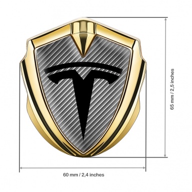 Tesla Self Adhesive Bodyside Emblem Gold Light Carbon Black Logo