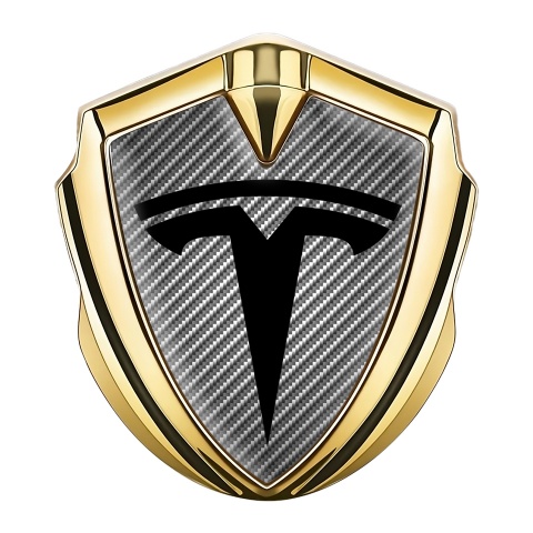 Tesla Self Adhesive Bodyside Emblem Gold Light Carbon Black Logo
