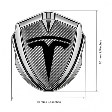 Tesla Self Adhesive Bodyside Emblem Silver Light Carbon Black Logo