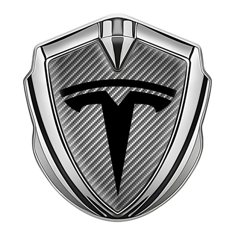 Tesla Self Adhesive Bodyside Emblem Silver Light Carbon Black Logo