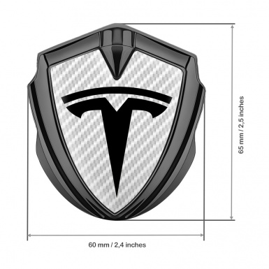 Tesla Bodyside Badge Self Adhesive Graphite White Carbon Base Black Motif