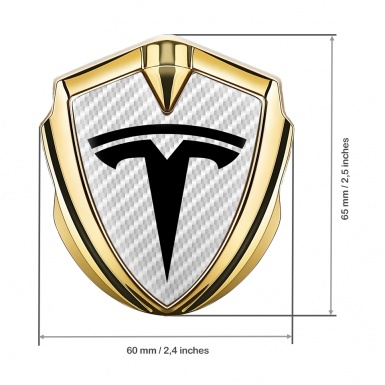 Tesla Bodyside Badge Self Adhesive Gold White Carbon Base Black Motif