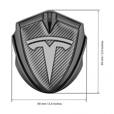 Tesla Fender Metal Domed Emblem Graphite Light Carbon Base Grey Logo