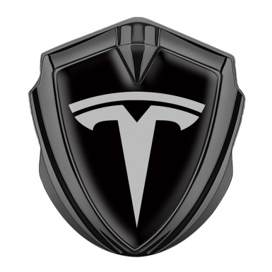 Tesla Self Adhesive Bodyside Emblem Graphite Black Base Grey Logo