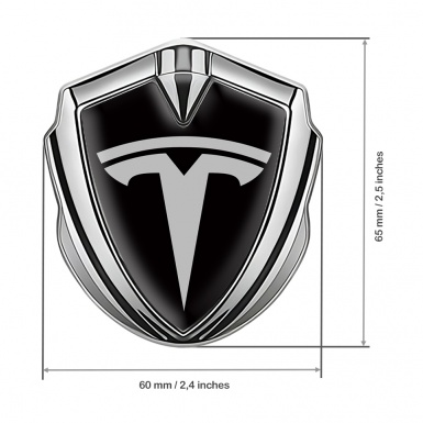 Tesla Self Adhesive Bodyside Emblem Silver Black Base Grey Logo