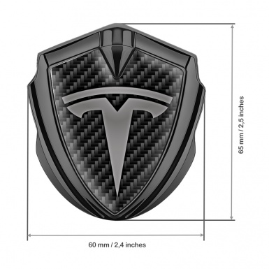 Tesla 3D Car Metal Domed Emblem Graphite Dark Carbon Grey Logo Edition