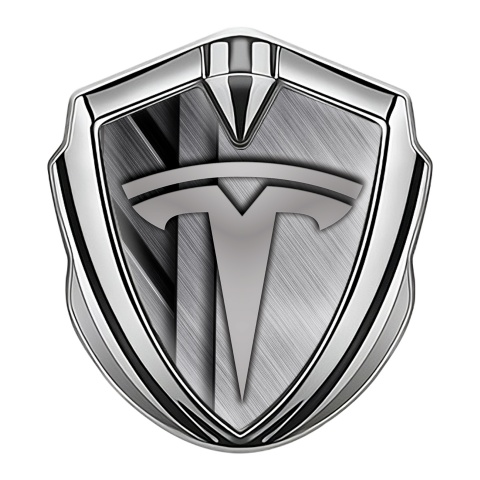 Tesla Bodyside Badge Self Adhesive Silver Diverse Metal Plates Edition