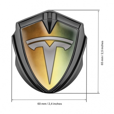 Tesla Tuning Emblem Self Adhesive Graphite Antique Effect Grey Edition