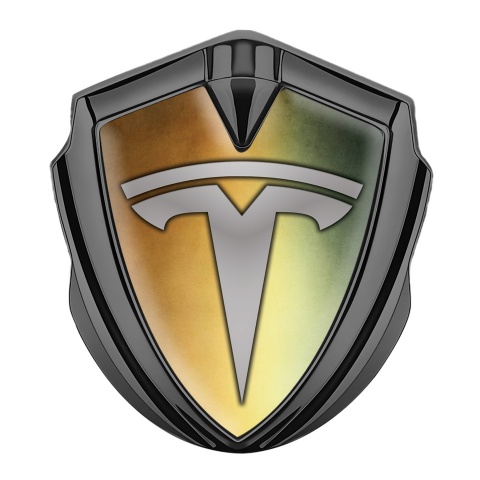 Tesla Tuning Emblem Self Adhesive Graphite Antique Effect Grey Edition