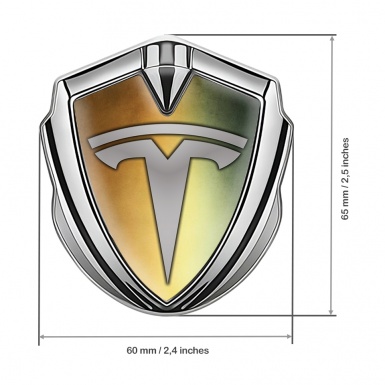 Tesla Tuning Emblem Self Adhesive Silver Antique Effect Grey Edition