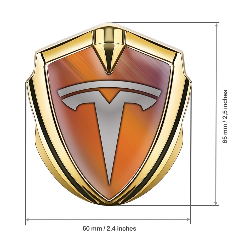 Tesla Fender Metal Domed Emblem Gold Rusty Effect Grey Logo Design ...