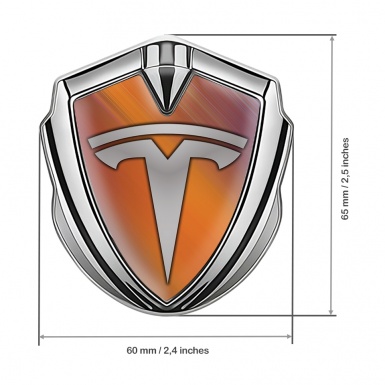 Tesla Fender Metal Domed Emblem Silver Rusty Effect Grey Logo Design
