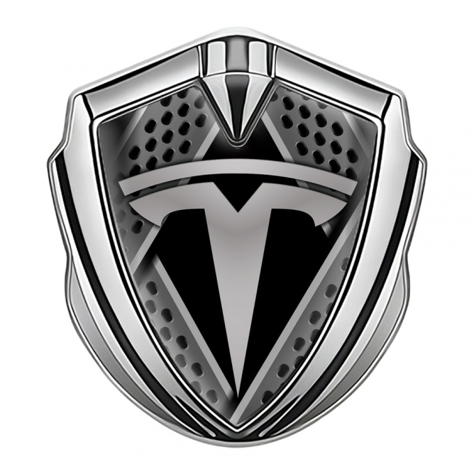 Tesla Bodyside Domed Emblem Silver Bladed Concept Grey Edition