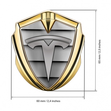 Tesla Bodyside Badge Self Adhesive Gold Shutter Plates Grey Logo